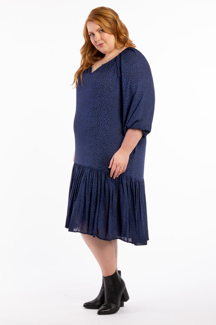 Mystery To Me Midi - Navy Leopard