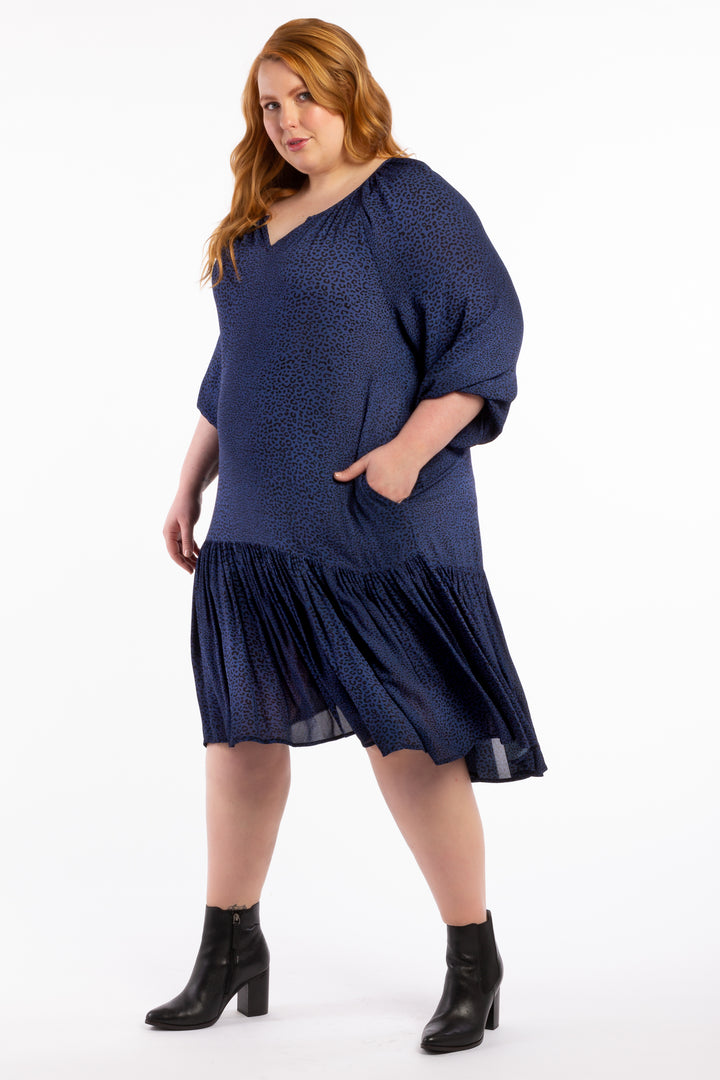 Mystery To Me Midi - Navy Leopard
