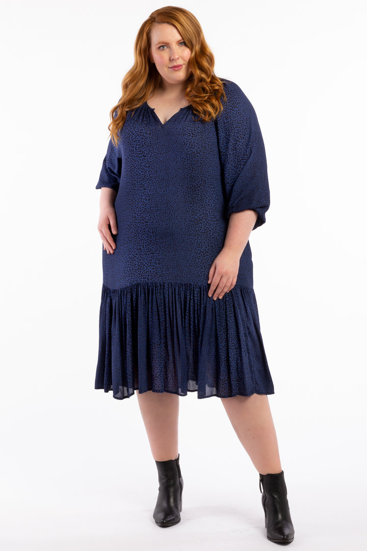 Mystery To Me Midi - Navy Leopard