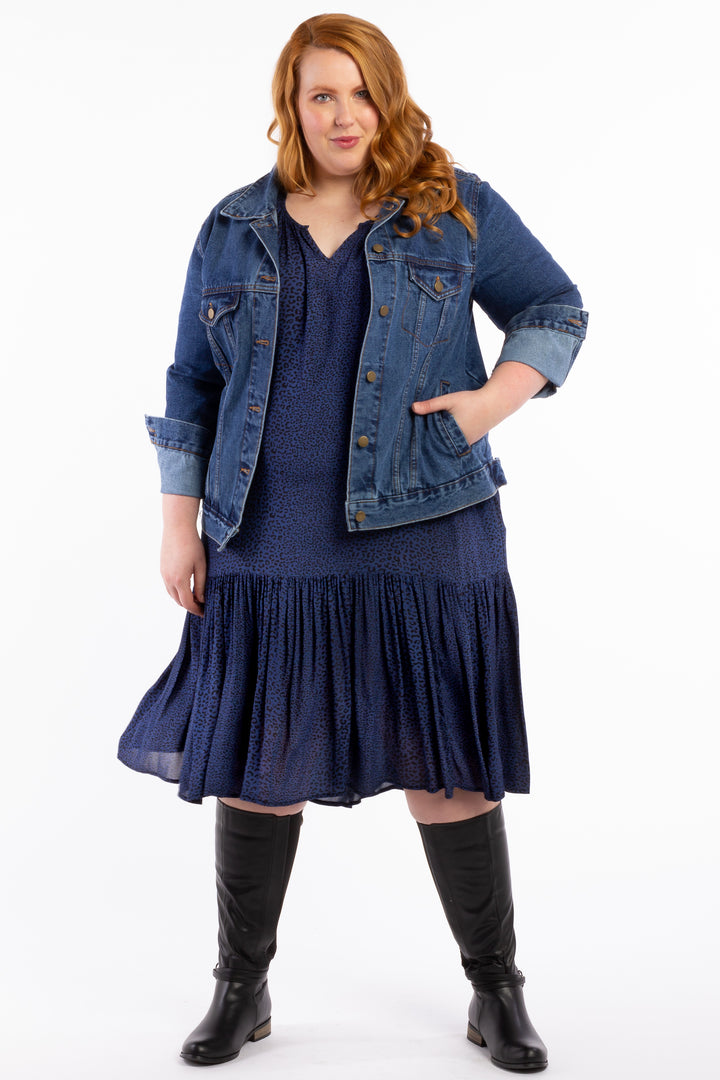Mystery To Me Midi - Navy Leopard