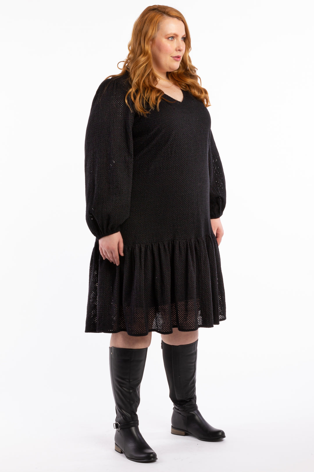 Sara Broderie Ruffle Dress - Black - LAST ONES  S (14/16)