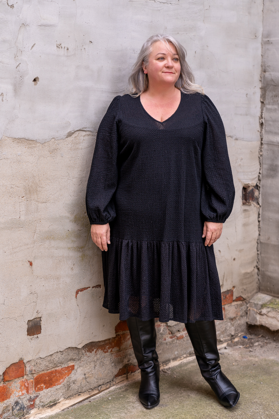 Sara Broderie Ruffle Dress - Black - LAST ONES  S (14/16)