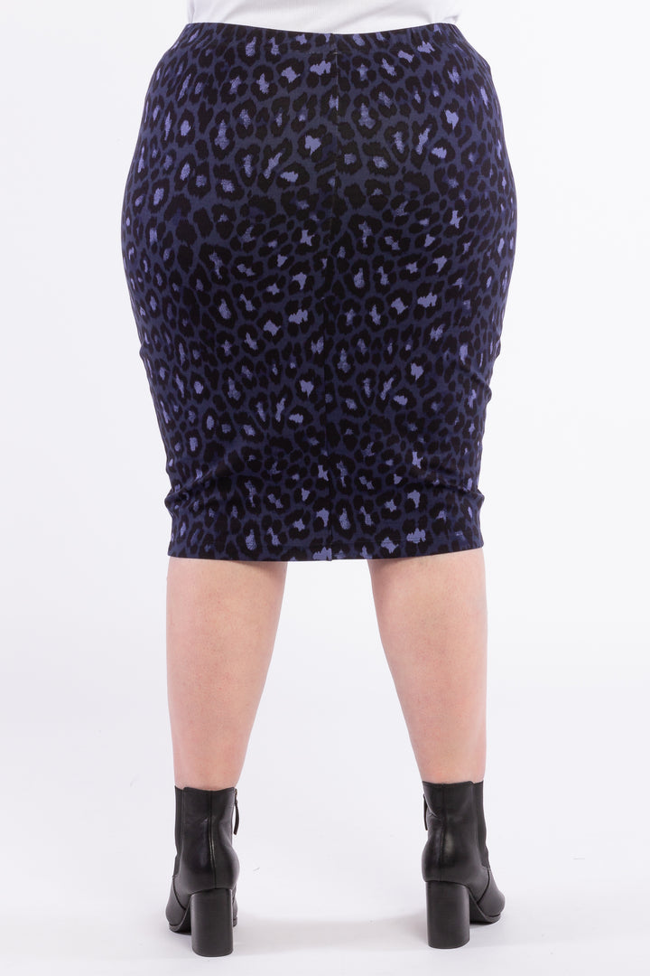 Wild Thing Pencil Skirt - Blue Animal - LAST ONE - SIZE XL (24/26)