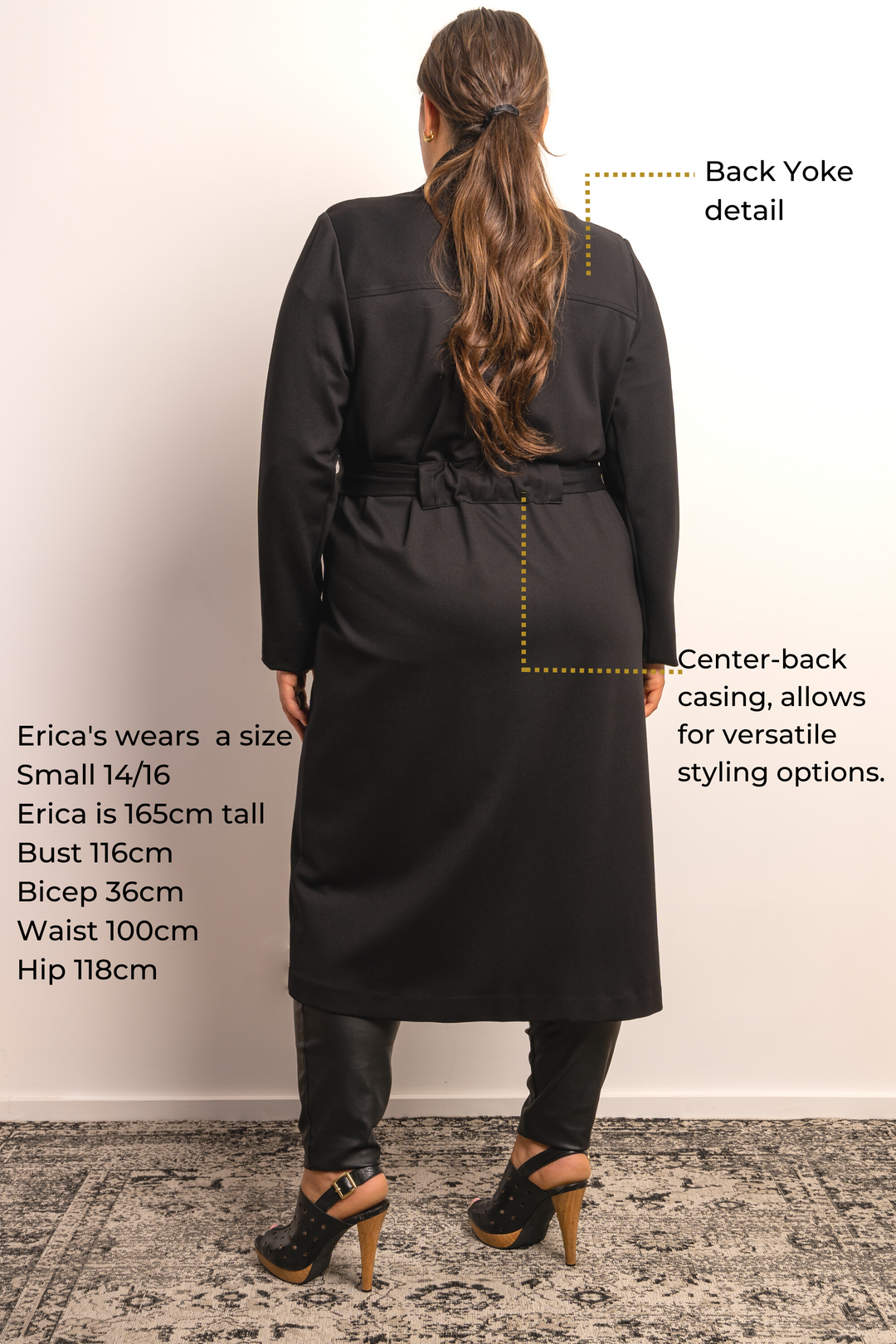 Rebel Rebel Ponte Trench Coat - Black